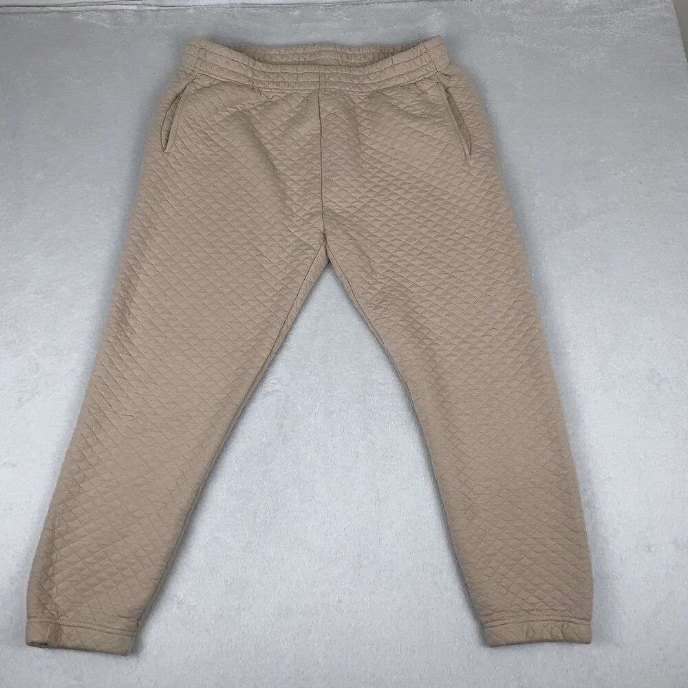 Z Supply Womens Knit Quilted Jogger Pants Beige Soft Bamboo Blend Large